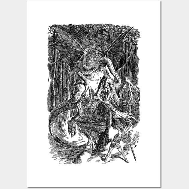 Jabberwocky: The Classic Illustration by John Tenniel from 'Alice's Adventures in Wonderland' 1871 Wall Art by Holymayo Tee